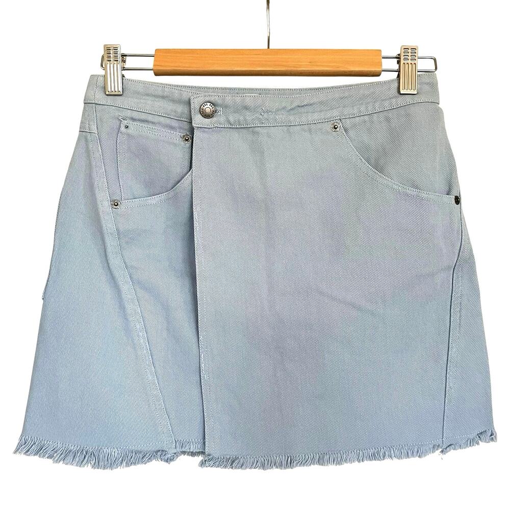 NWT BDG Urban Outfitters Sky Blue Asymmetrical Raw Hem Denim Mini Skirt Small